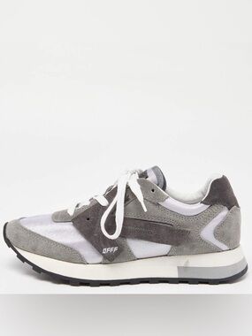 Off-White Men's Gray and White Sneakers